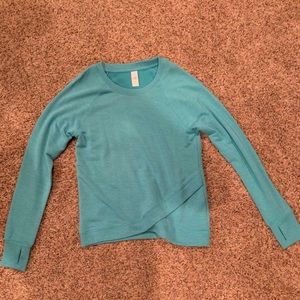 Athleta Turquoise cross over waistband sweatshirt